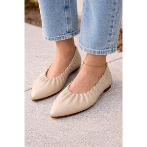 See By Chloe Ballet Flats Size39 Beige Leather Almond Toe Slip On Designer Shoes